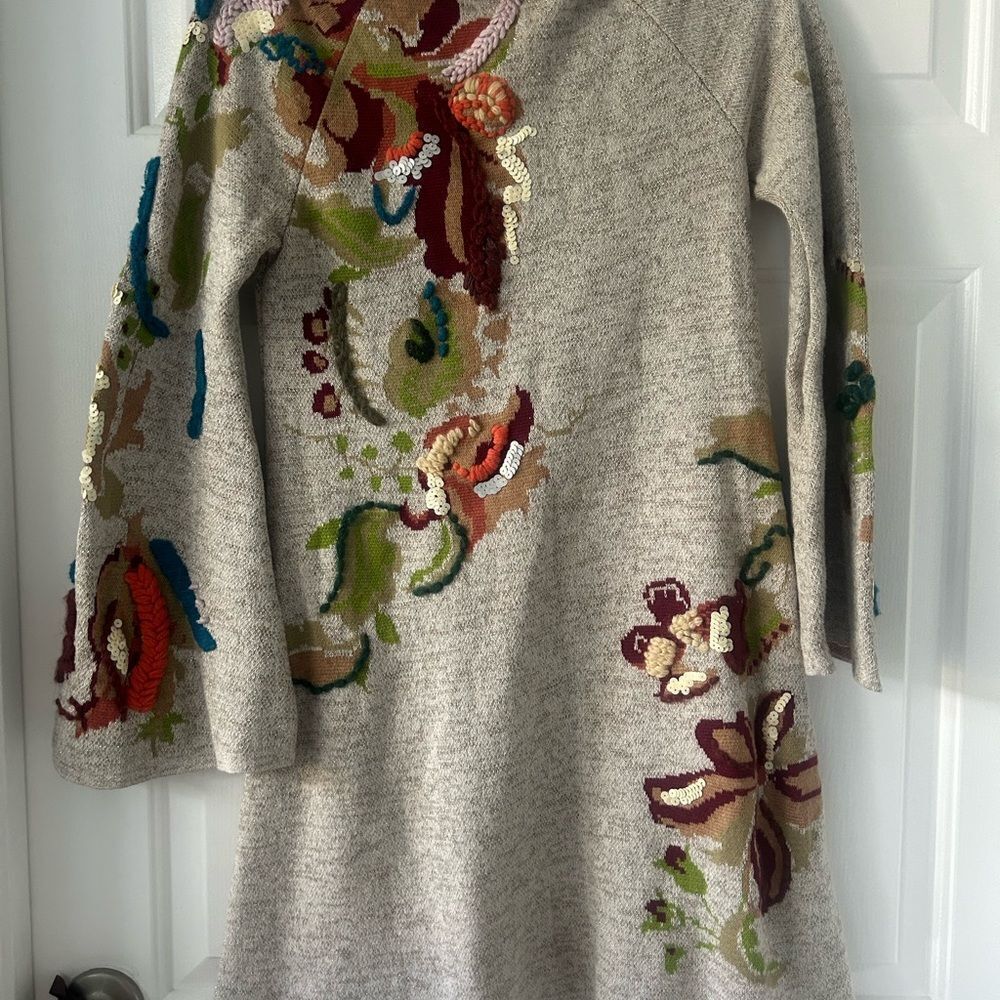 Anthropologie knitted and knotted petals swing dress sweater dress embroidered - Picture 12 of 12